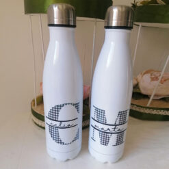 Botella Térmica Estampado Vichy Negro