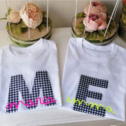 Caiseta Inicial Cuadro Vichy Negro Con Nombre Fluor