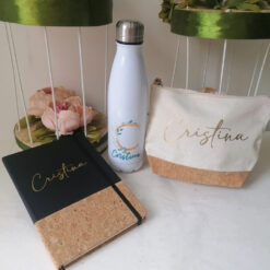 Cuaderno Polipiel Y Corcho, Neceser Y Botella Térmica