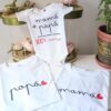 Familia A Conjunto Con Corazón. Pack Compuesto Por Camiseta Mamá, Papá Y Body Bebé