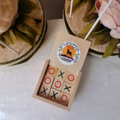 Juego 3 en raya de madera con tapa personalizada
