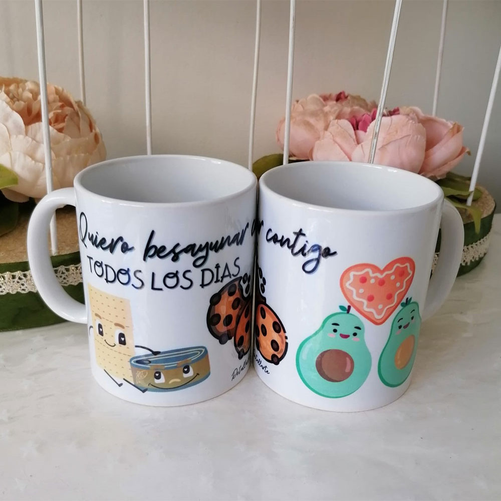 Pack 2 Tazas Quiero Besayunar Contigo Todos Los Días - Detallarte, hecho  para ti