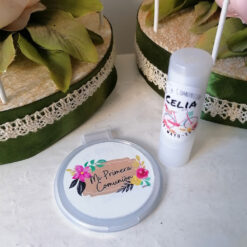 Pack bálsamo sp 15 vainilla y espejo con tapa personalizado