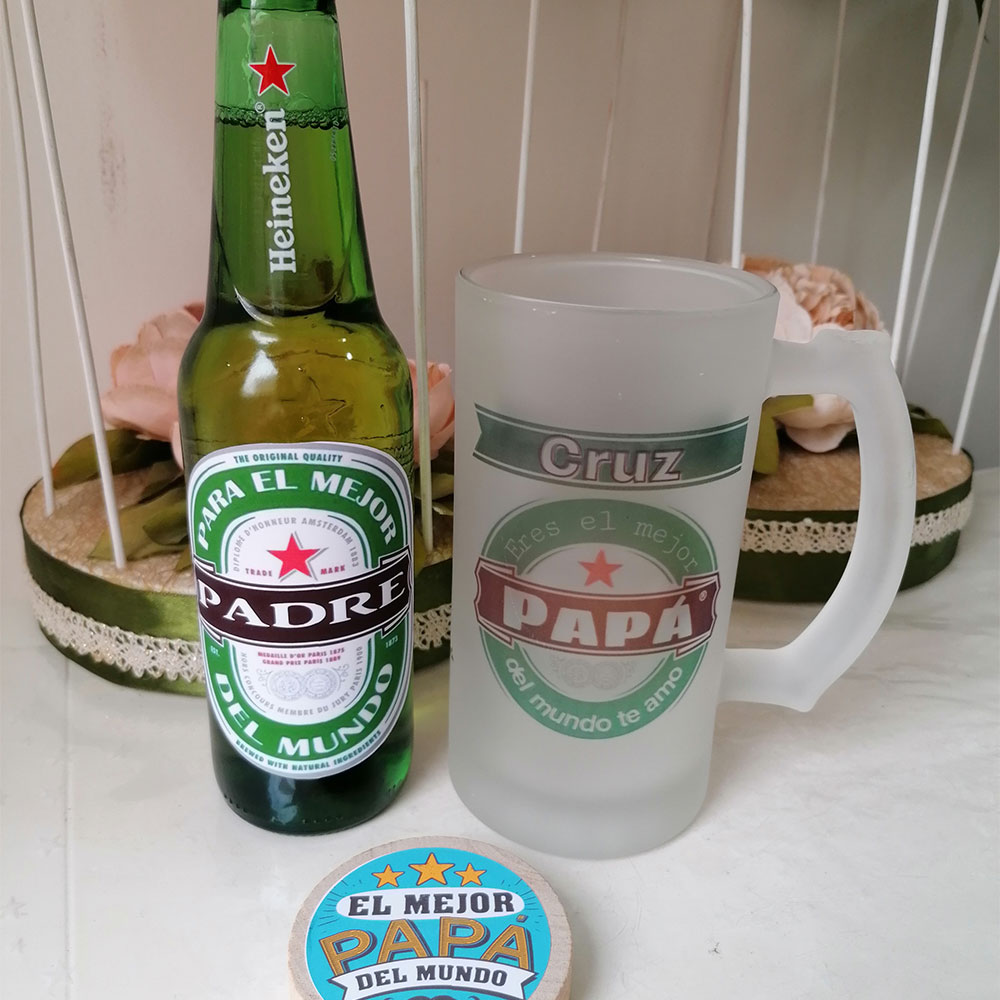 Jarra de Cerveza Personalizada El Mejor Padre del Mundo 【 Regalos 】