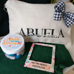 Pack Mejor Abuela Neceser Personalizada, Imán Polaroid Con Foto Y Tarro De Gominolas