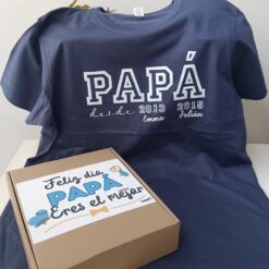 Papá Desde... Camiseta Azul Denim Con Letras Blancas