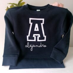 Sudadera Marino Maxi Inicial Con Nombre Manuscrito