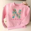 Sudadera Rosa Pastel Con Inicial Globos