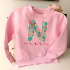 Sudadera Rosa Pastel Con Inicial Globos